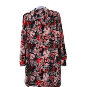 Carolina Belle floral popover long sleeve prairie midi dress, sz L (PTP 20.5")